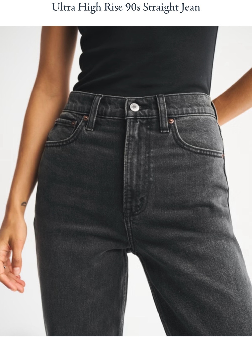 NWT Abercrombie & Fitch ’90s Straight Ultra High Rise Jeans – Dark Gray 33 Long
